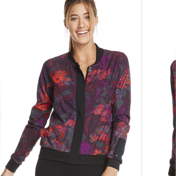 Fabletics Ithaca Bomber Jacket size Small Romantic print lightweight women’s - Picture 1 of 8
